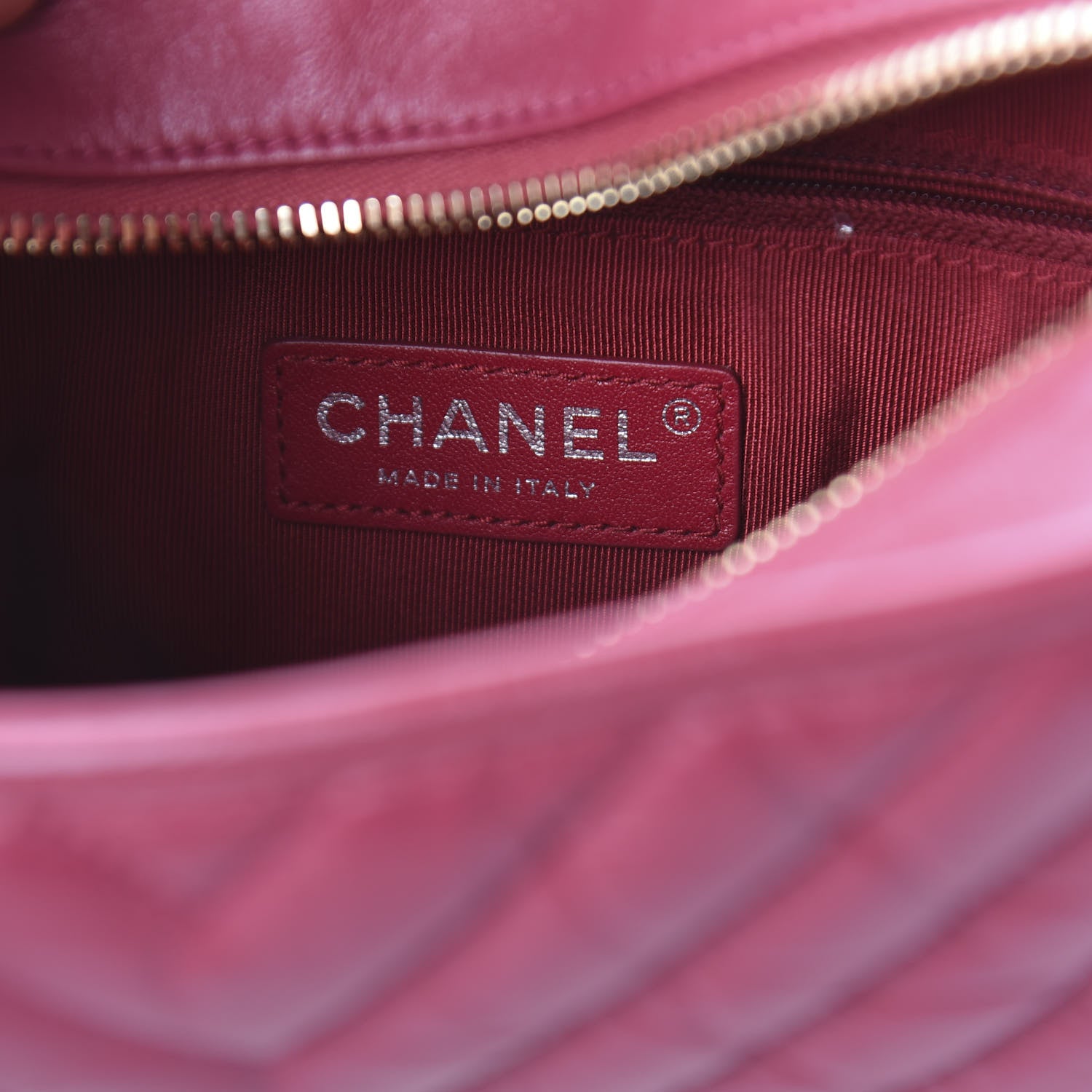 Chanel Aged Calfskin Chevron Quilted Small Gabrielle Hobo Dark Pink 5 of 9