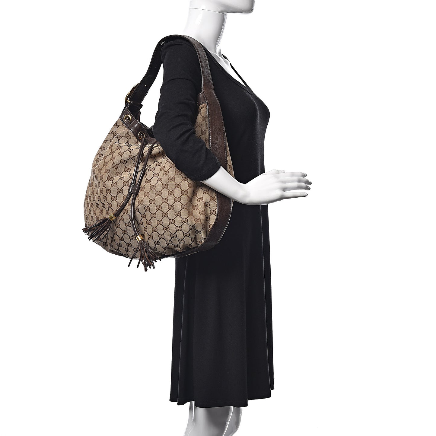Monogram Medium Interlocking Icon Shoulder Bag Dark Brown