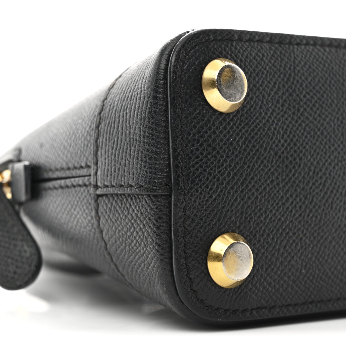 Signature Grained Calfskin XXS Ville Top Handle Bag Black White