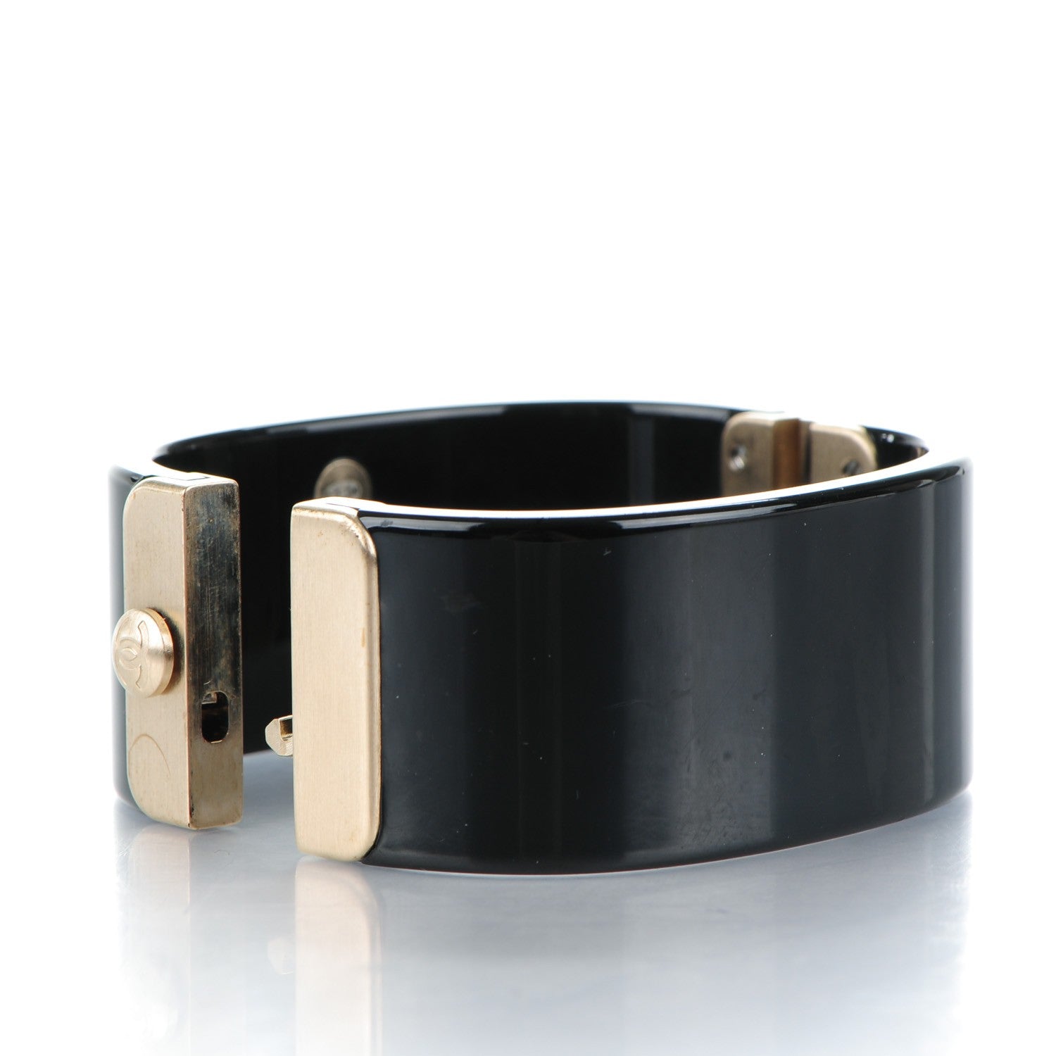 Chanel Resin Pearl CC Cuff Black 3 of 4
