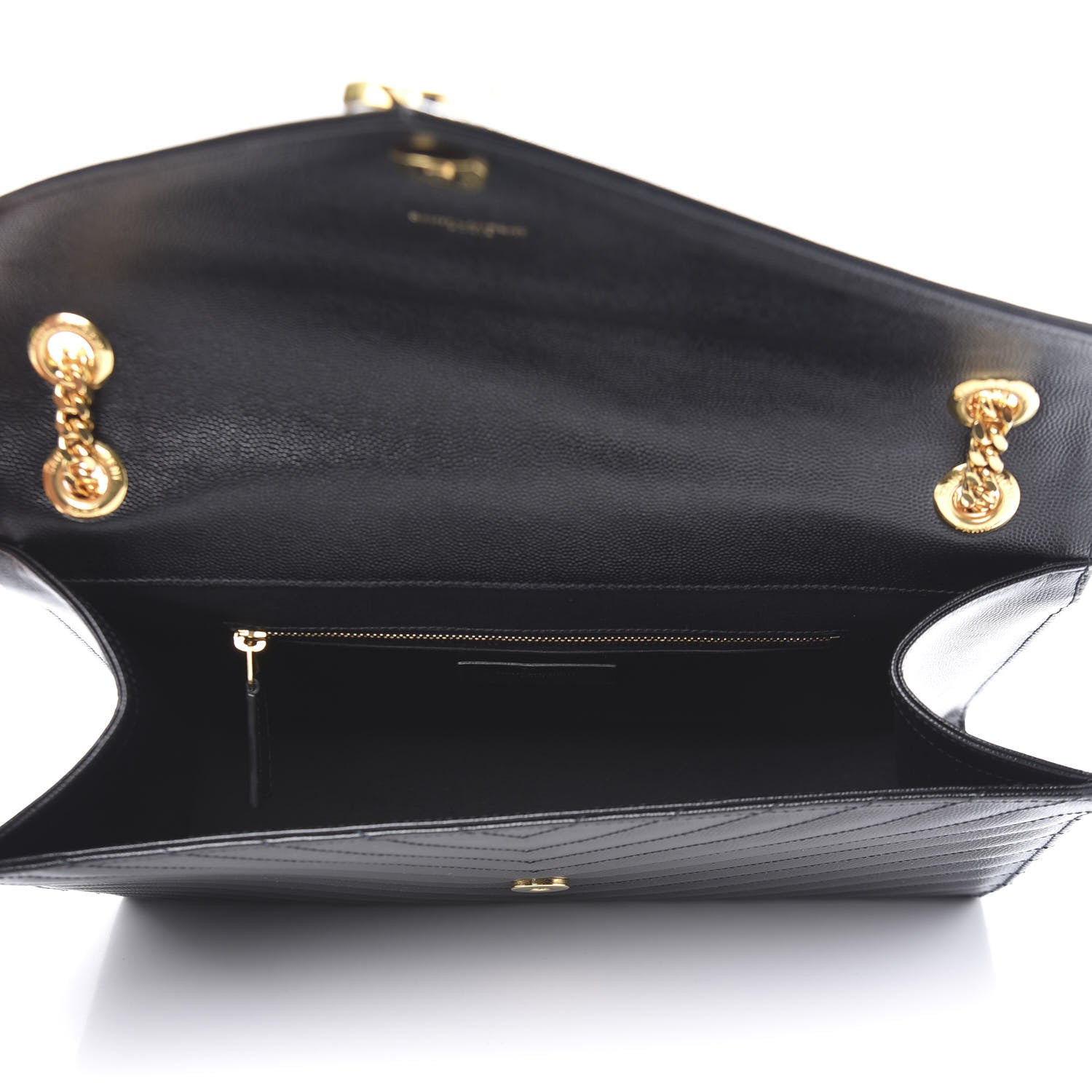 Saint Laurent Grain De Poudre Matelasse Chevron Large Monogram Satchel Black 5 of 12