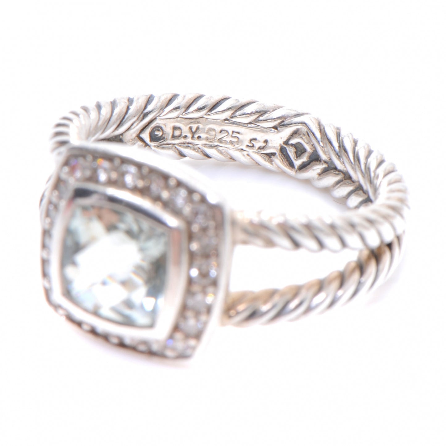 Sterling Silver Diamond Prasiolite 7mm Petite Albion Ring 52 6