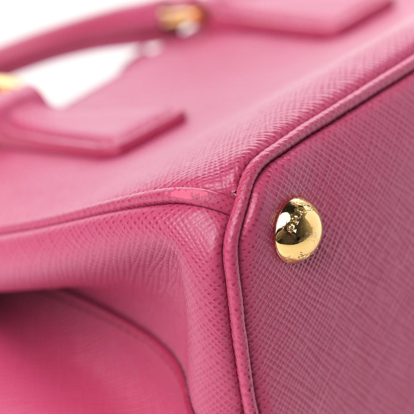 Saffiano Lux Micro Galleria Double Zip Tote Fuxia