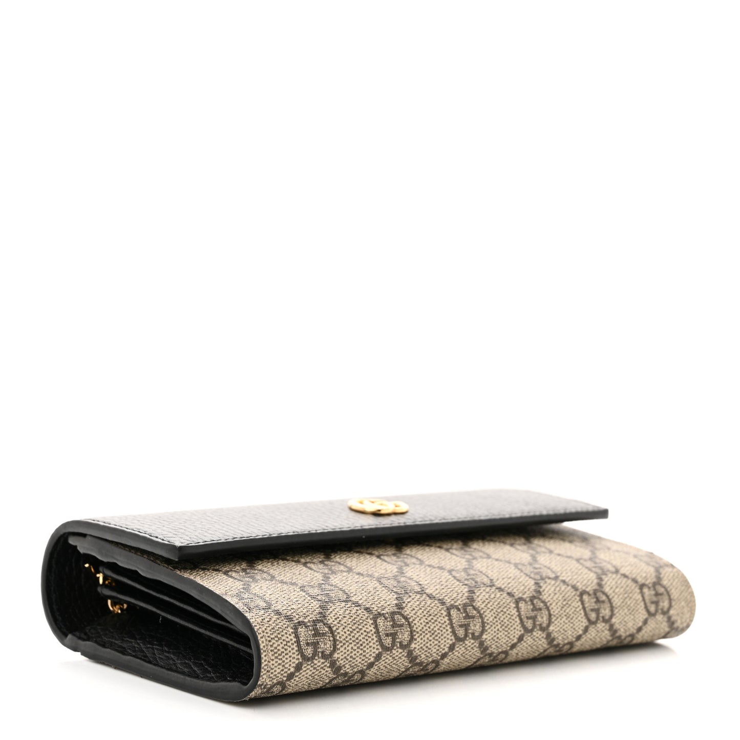 Dollar Calfskin GG Supreme Monogram Petite GG Marmont Wallet Chain Bag Black Beige Ebony