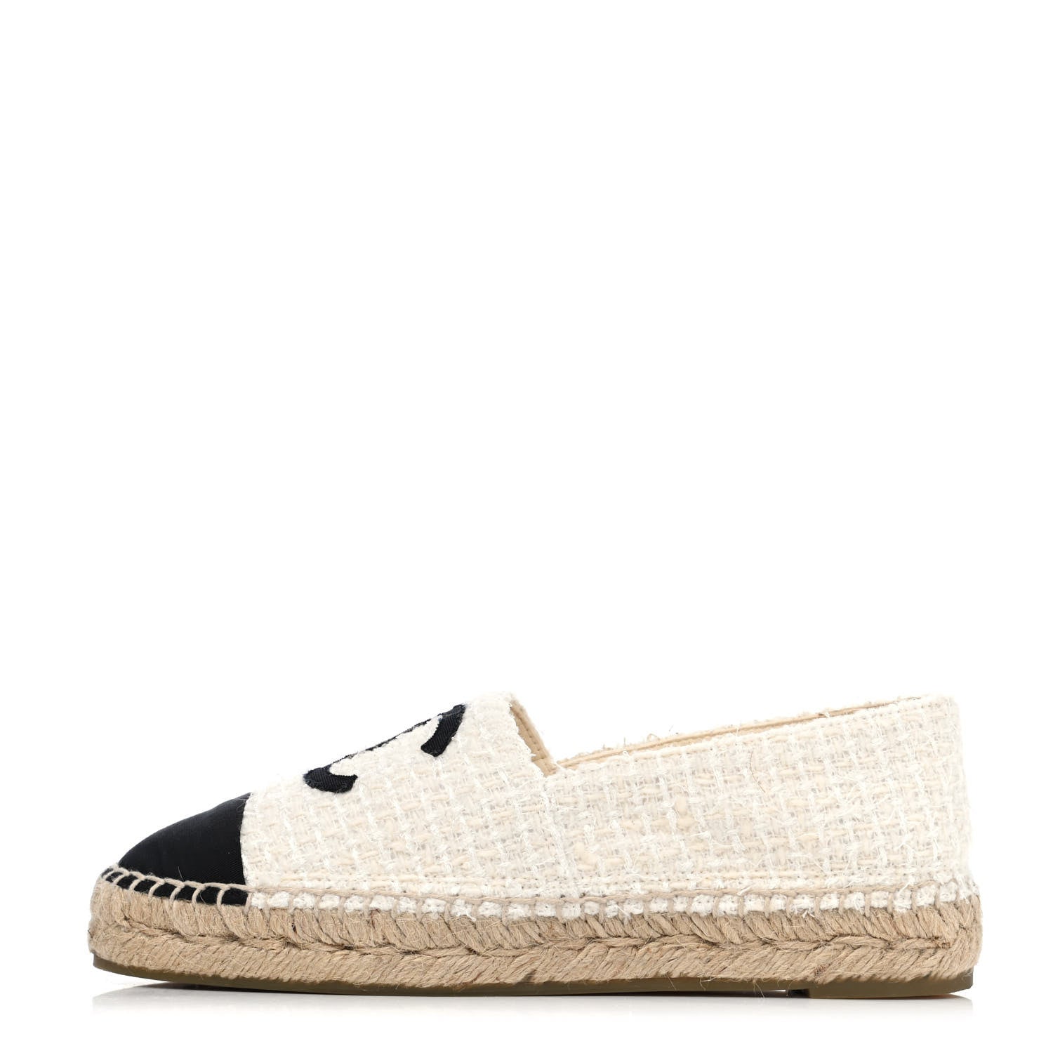 Chanel Tweed Grosgrain CC Espadrilles 36 White Black 1 of 4