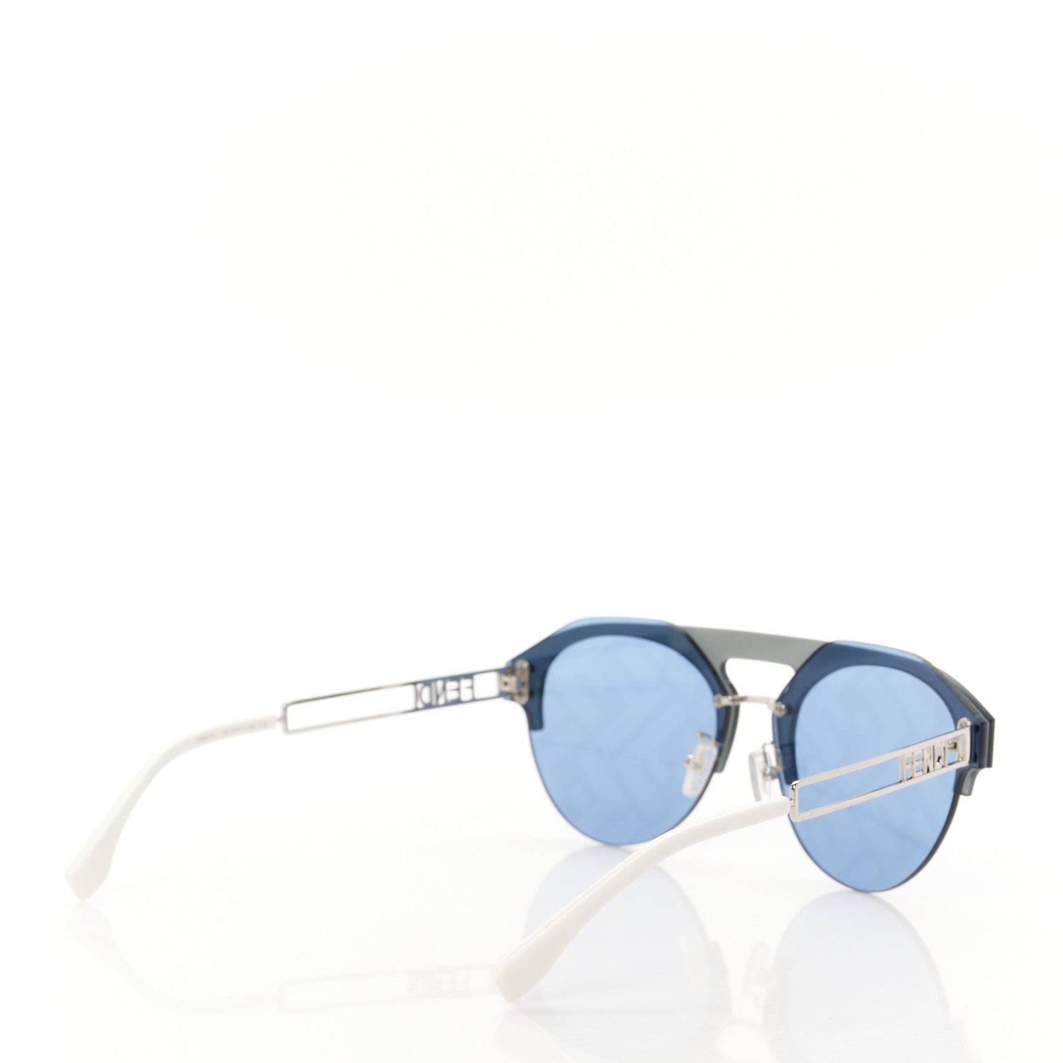 Fendi Metal Acetate The Technicolor FF Aviator Sunglasses FE40027U Blue Silver 4 of 8