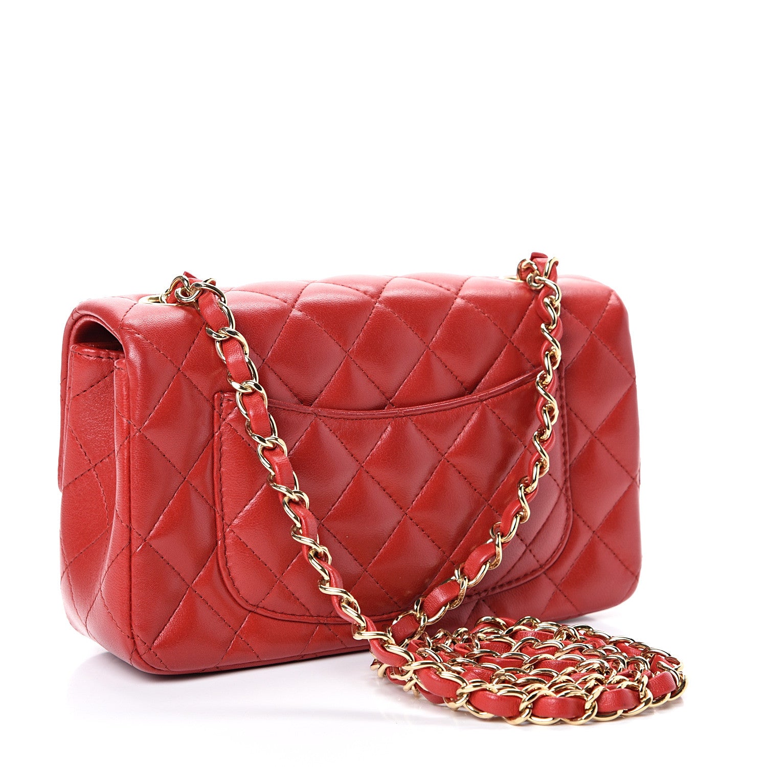 Chanel Lambskin Quilted Mini Rectangular Flap Red 2 of 15