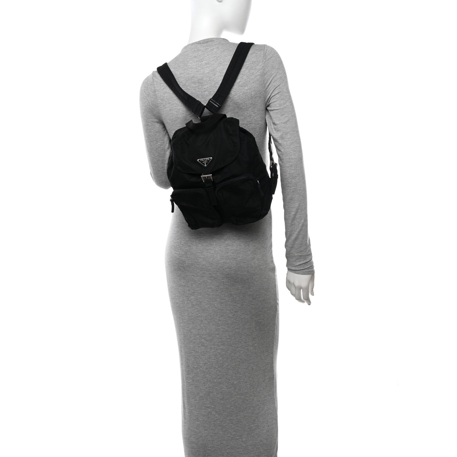 Prada Tessuto Nylon Saffiano Small Backpack Black 2 of 10