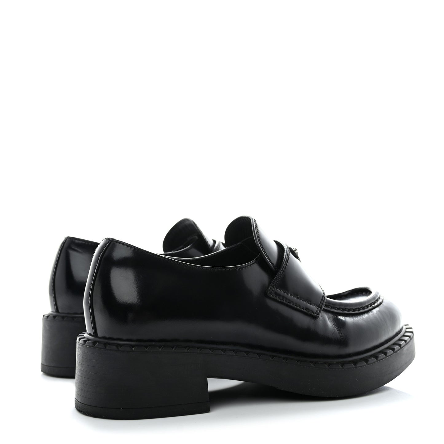 Spazzolato Metal Triangle Logo 50mm Loafers 35 Black