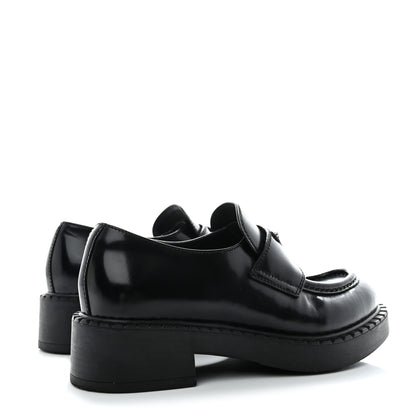Prada Spazzolato Metal Triangle Logo 50mm Loafers 35 Black 4 of 13