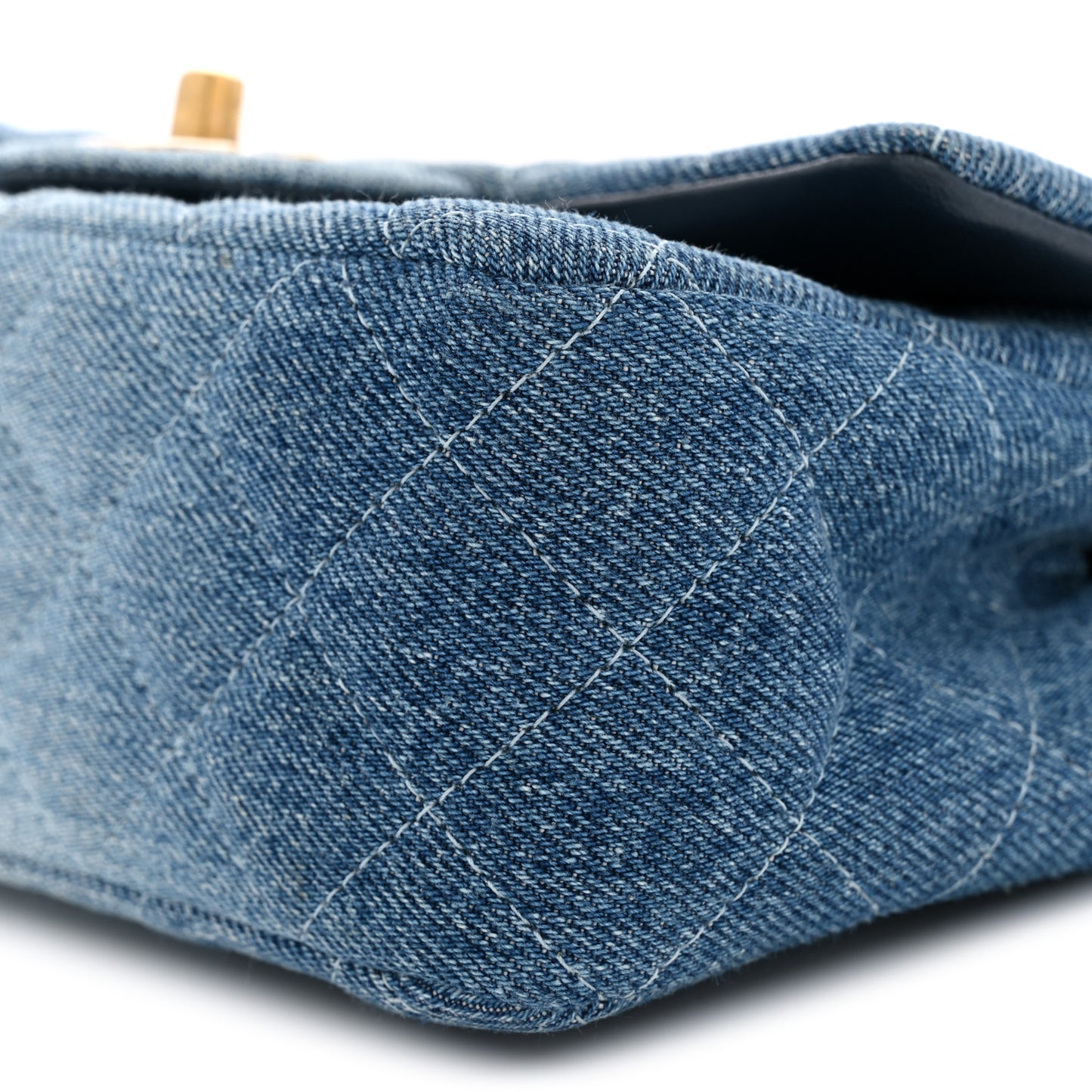 Washed Denim Quilted Mini Rectangular Flap  Blue