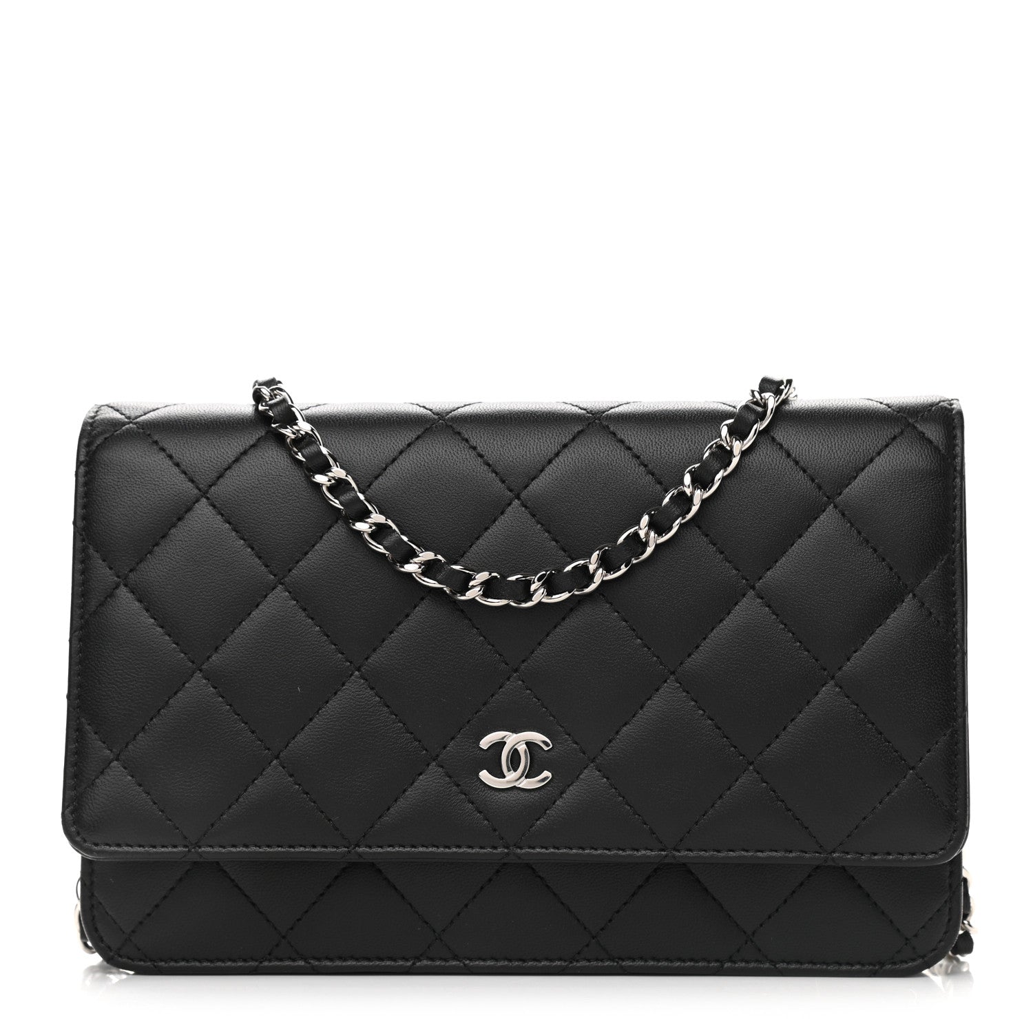 Chanel Lambskin Quilted Wallet On Chain WOC Black 1 of 11