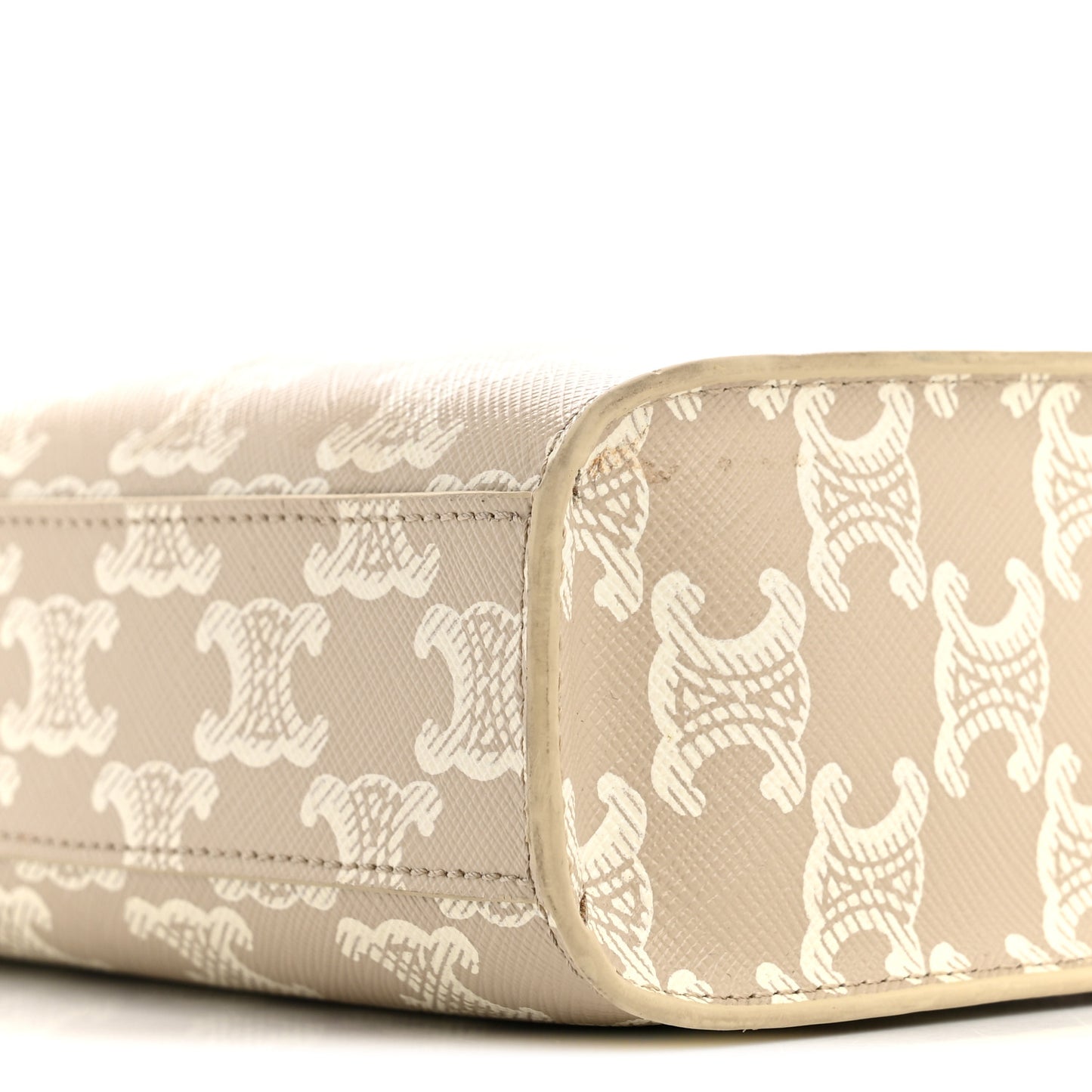 Triomphe Canvas Calfskin Mini Vertical Cabas Grege