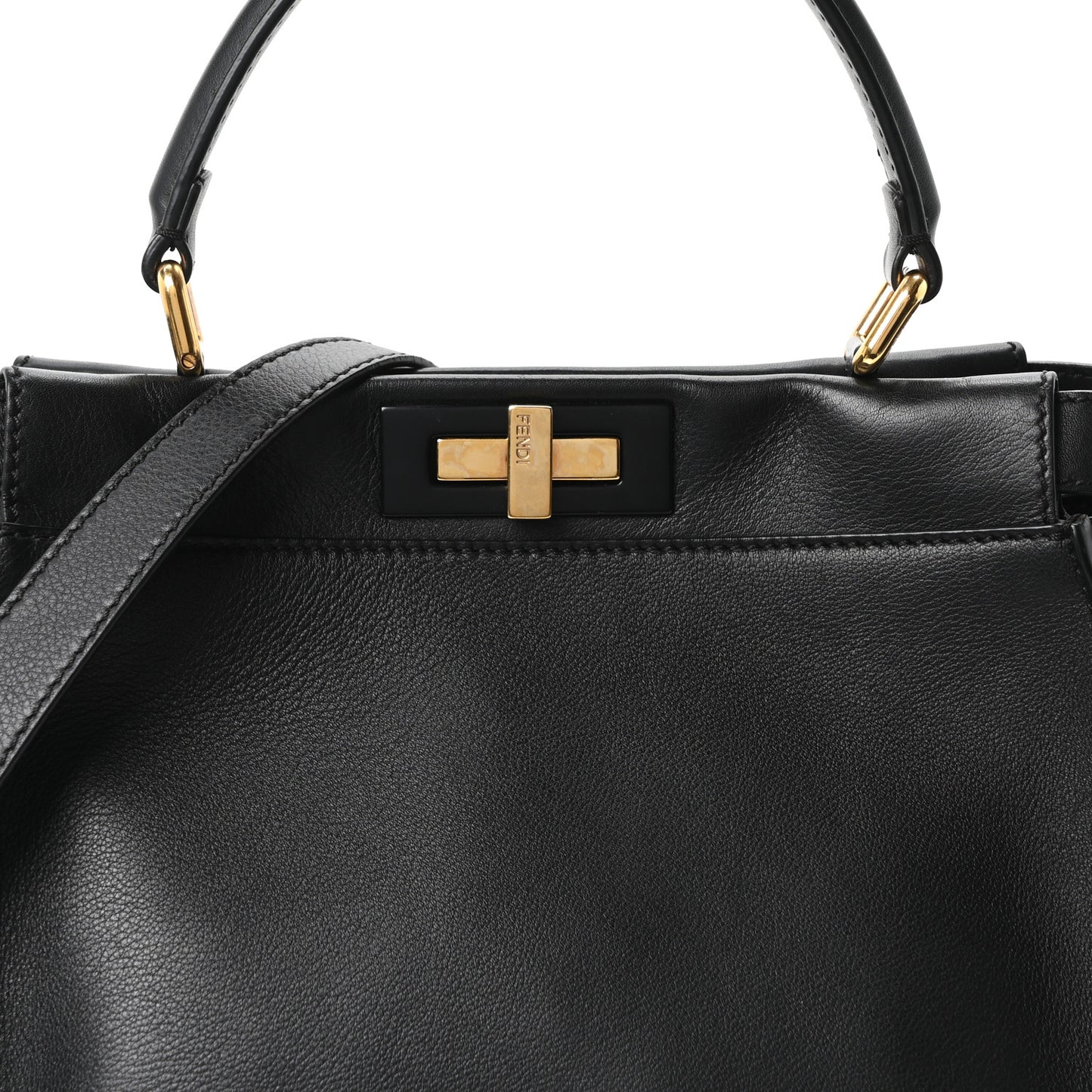 Vitello Seta Shiny Nappa Medium Peekaboo Iconic Satchel Black