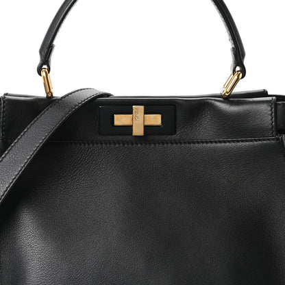 Fendi Vitello Seta Shiny Nappa Medium Peekaboo Iconic Satchel Black 8 of 10