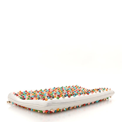 Christian Louboutin Calfskin Empire Spikes Loubiposh Clutch White Multi 4 of 9