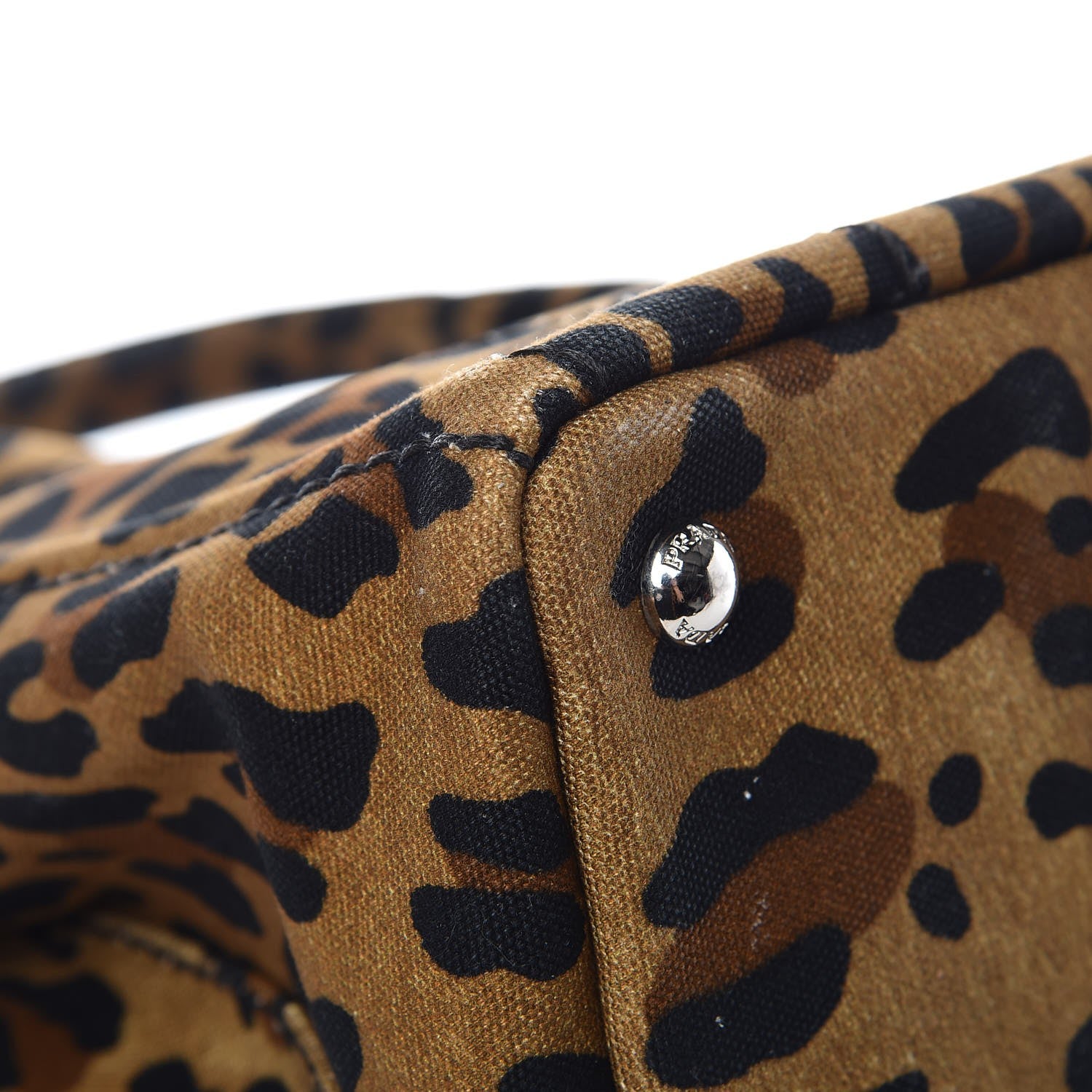 Prada Canvas Leopard Print Small Tote Miele 12 of 13