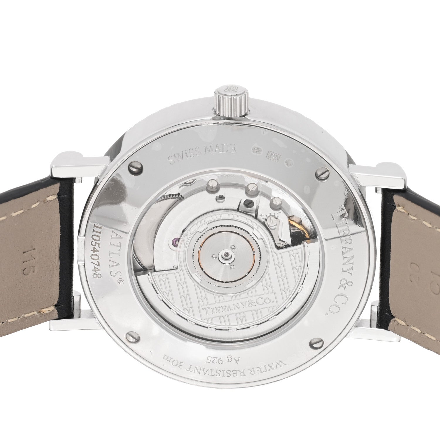 Tiffany Sterling Silver Calfskin 39mm Atlas Automatic Watch 4 of 4