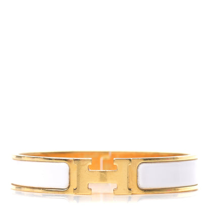 Hermes Enamel Narrow Clic Clac H Bracelet PM White 1 of 4