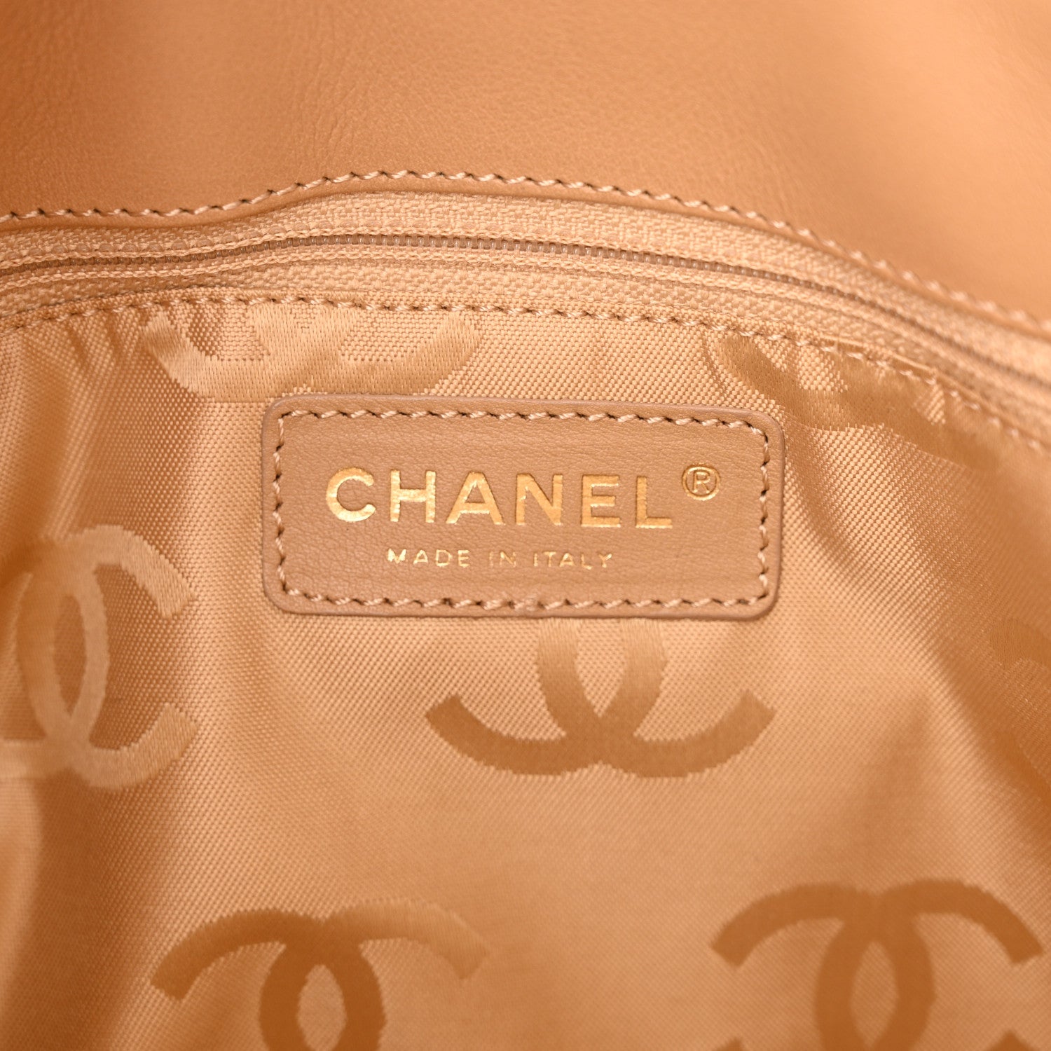 Chanel Lambskin Quilted CC Tote Beige 6 of 13