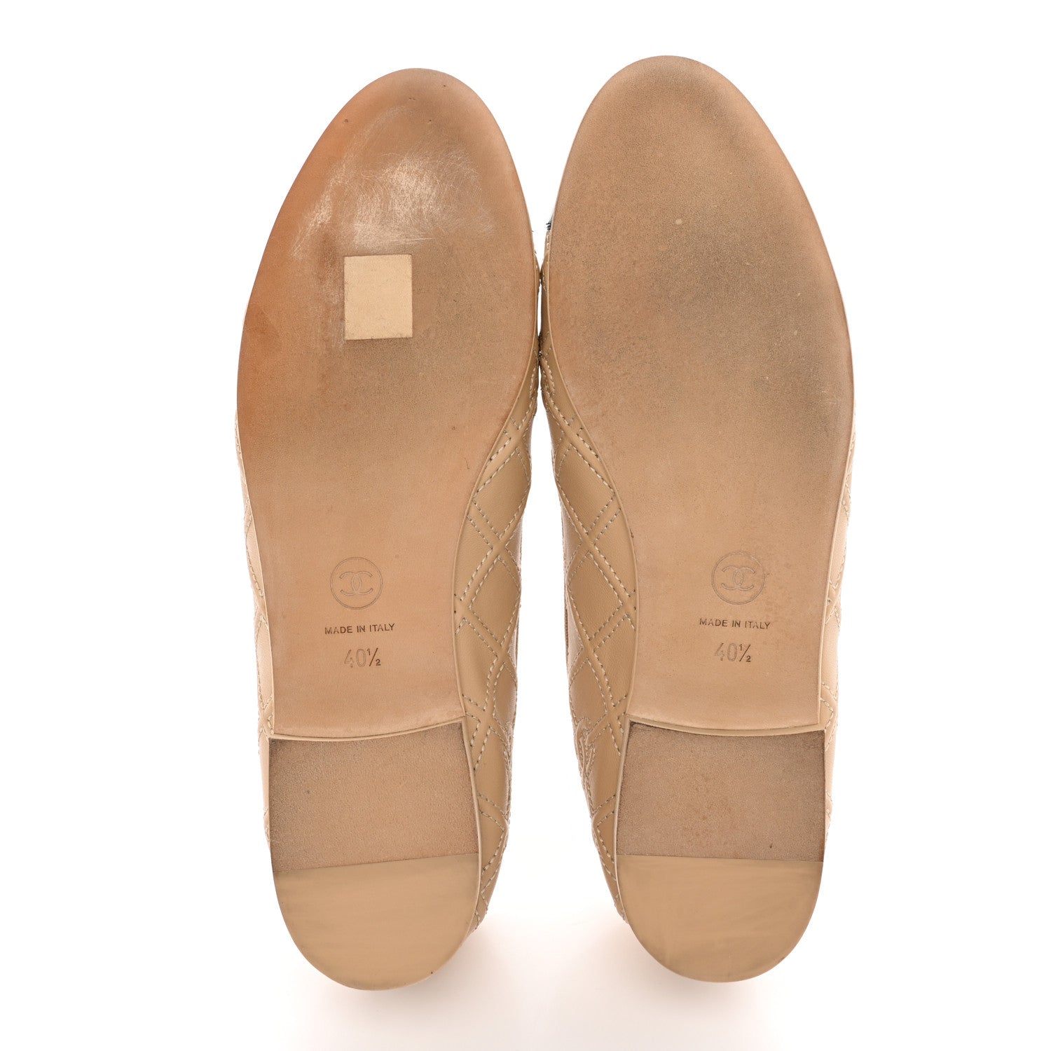 Chanel Lambskin Patent Double Stitched CC Cap Toe Ballerina Flats 40.5 Ivory Black 5 of 11