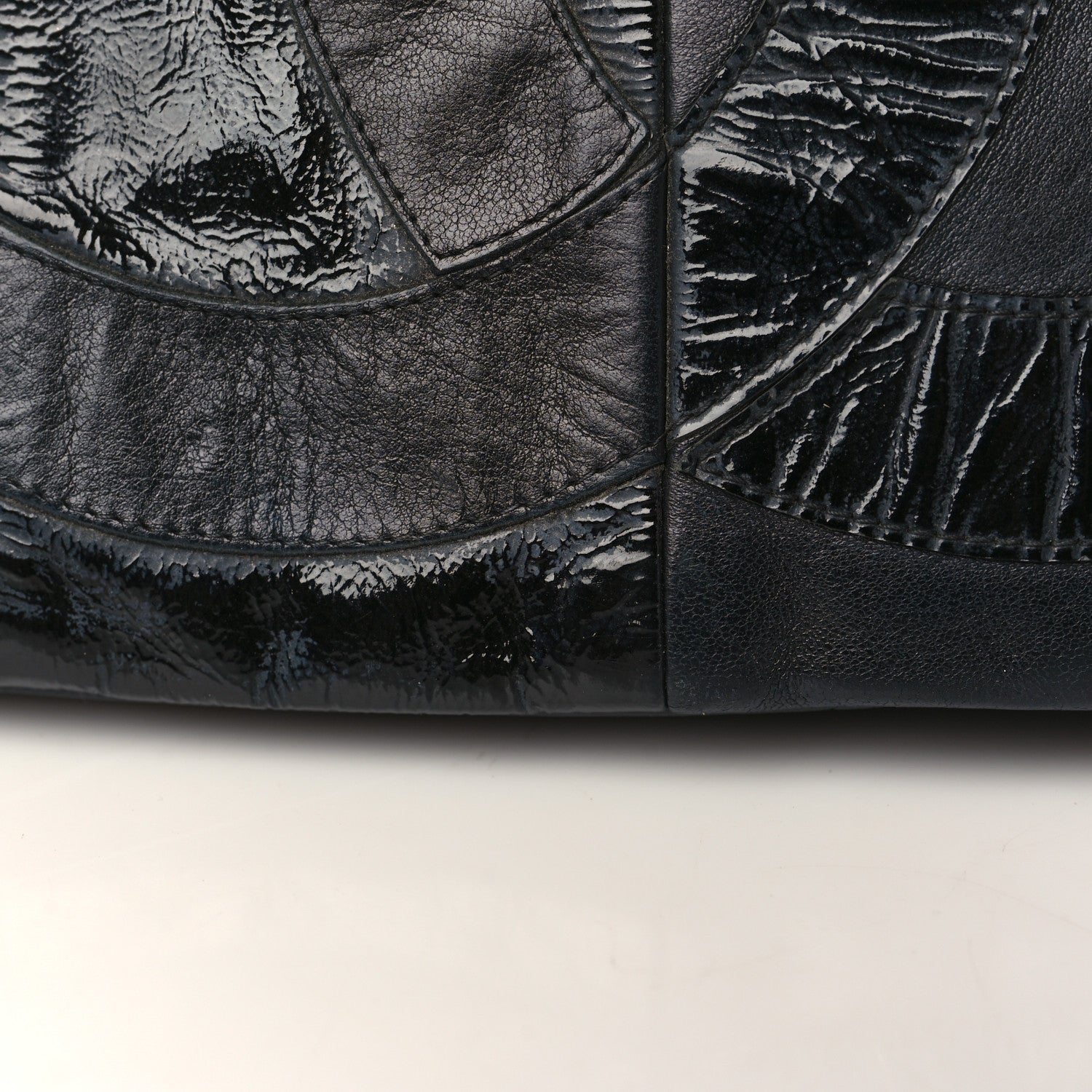 Chanel Lambskin Patent Calfskin Brooklyn Patchwork Accordion Flap Black 10 of 10