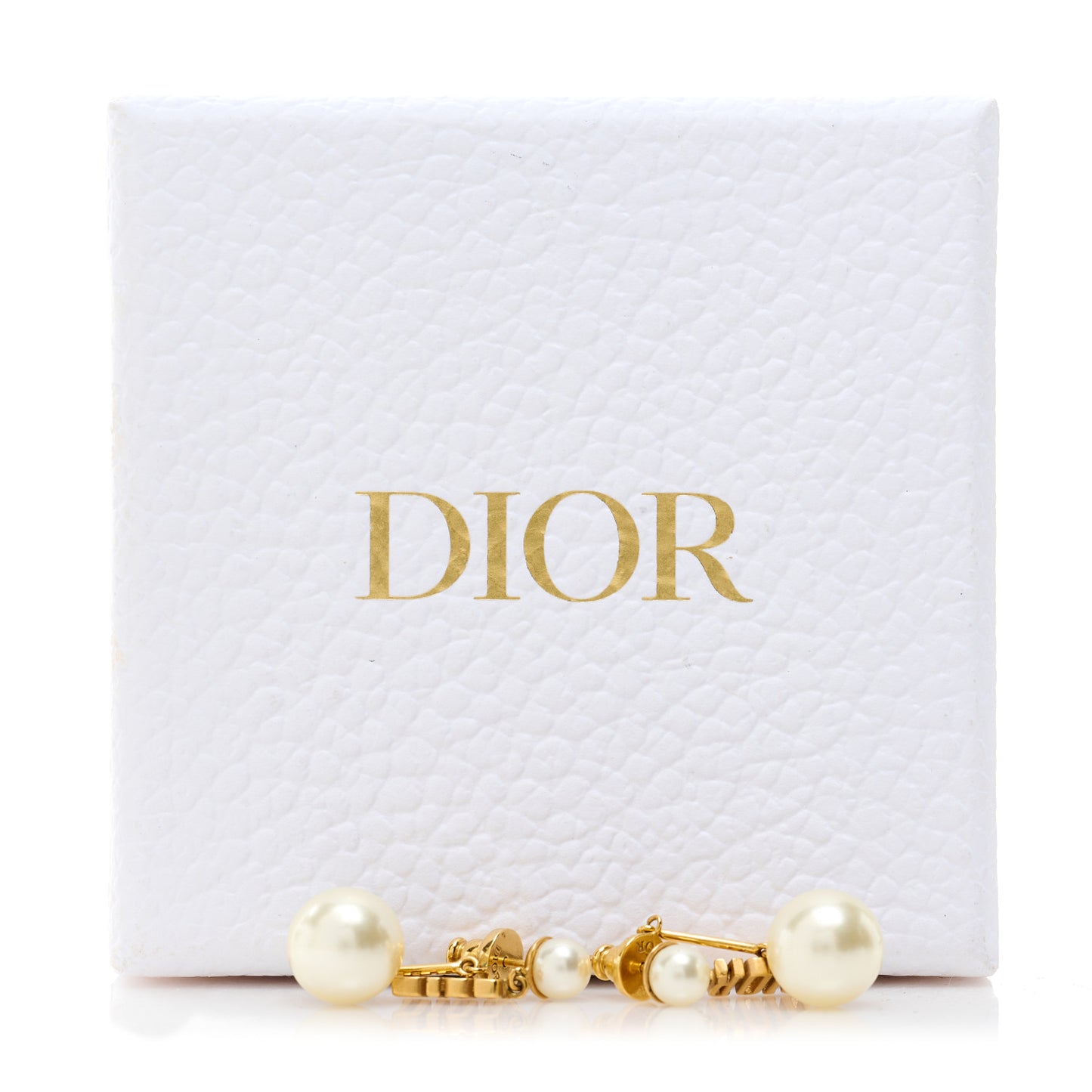 Pearl Tribal Logo Drop Earrings Gold White