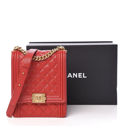 Chanel Caviar Quilted North South Boy Flap Red 11 of 11