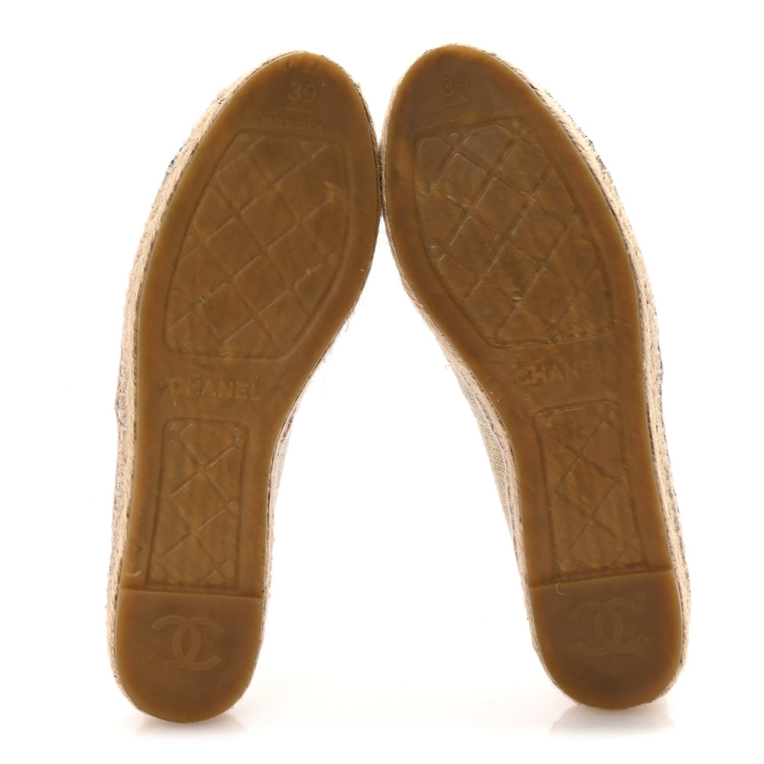 Chanel Toile Sequin CC Espadrilles 39 Beige Black 6 of 10