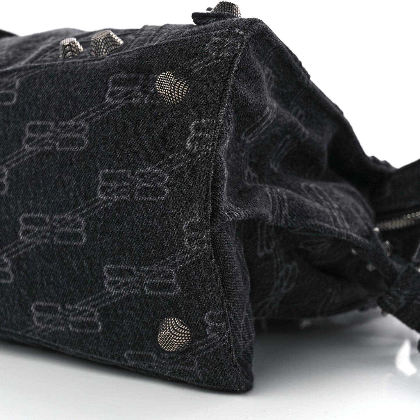 Washed Denim BB Monogram Neo Cagole City Handbag Black