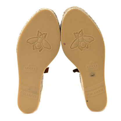 Gucci Nappa Matelasse GG Marmont Ankle Wrap Platform 35/120mm Espadrille Wedges 38 Cognac 5 of 10
