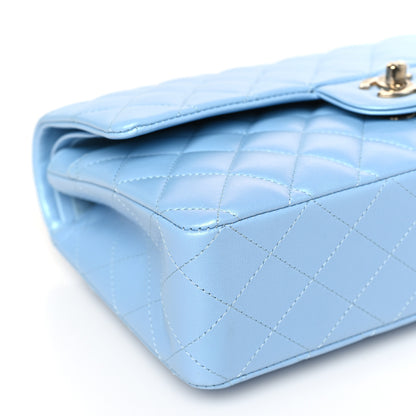 Chanel Iridescent Lambskin Quilted Medium Double Flap Light Blue 8 of 9