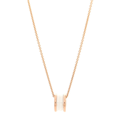 Bulgari 18K Rose Gold White Ceramic B.Zero1 Pendant Necklace 1 of 5