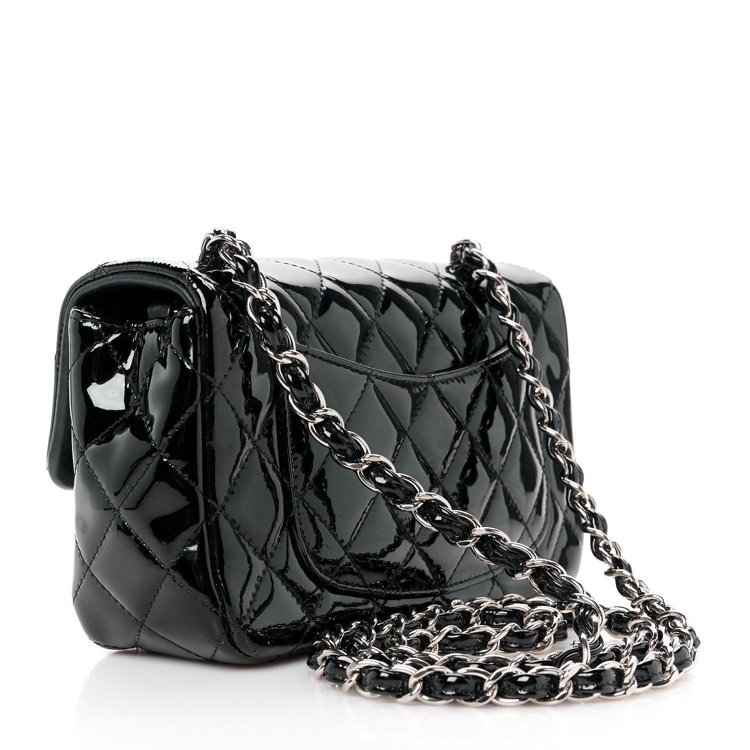 Chanel Patent Calfskin Quilted Mini Rectangular Flap Black 3 of 11