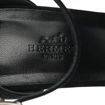 Hermes Suede Goatskin Crystal Premiere 70 Sandals 39 Black 7 of 8