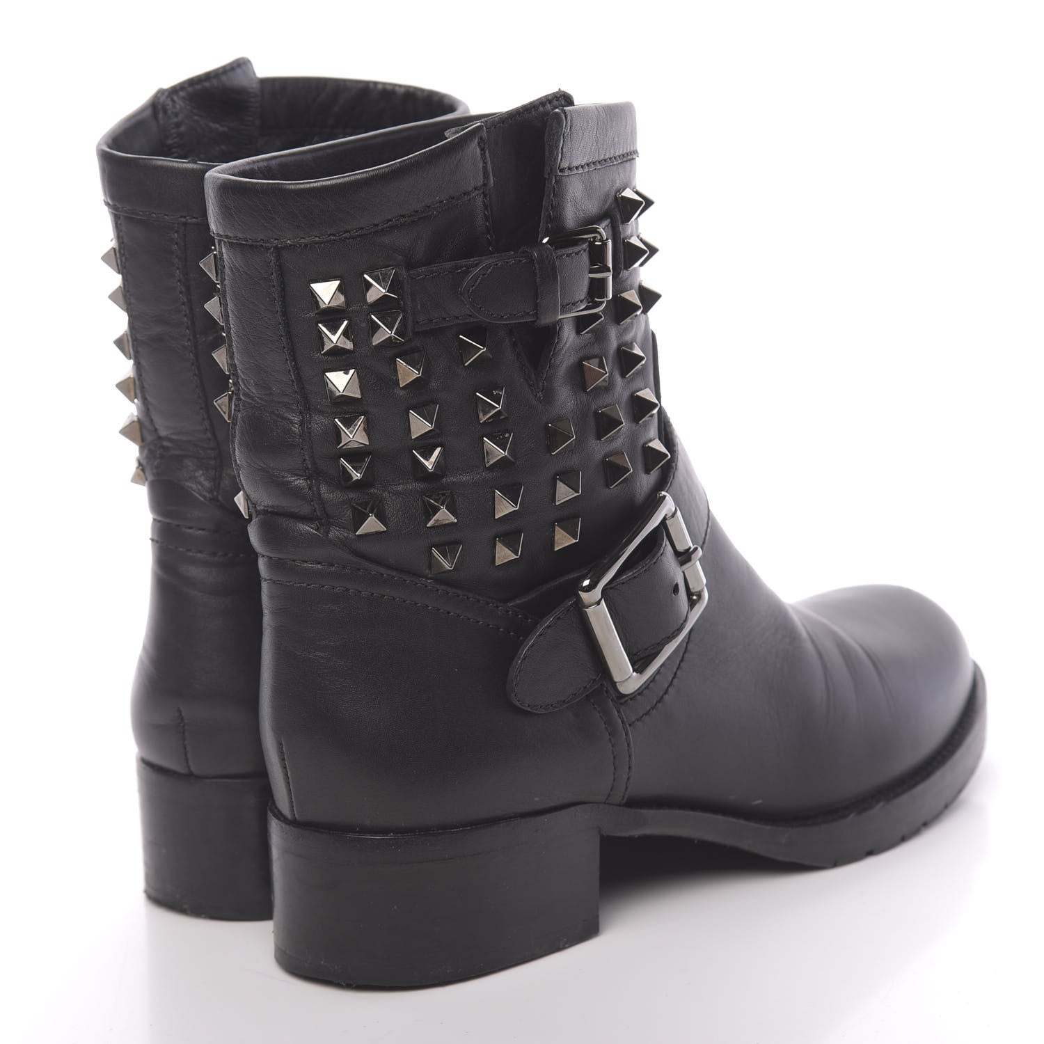 Valentino Garavani Calfskin Rockstud 30mm Biker Boots 38.5 Black 4 of 9