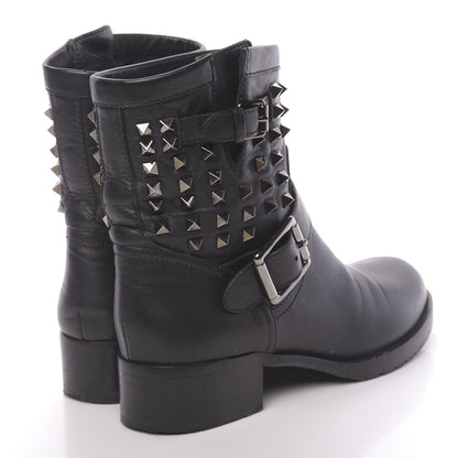 Valentino Garavani Calfskin Rockstud 30mm Biker Boots 38.5 Black 4 of 9