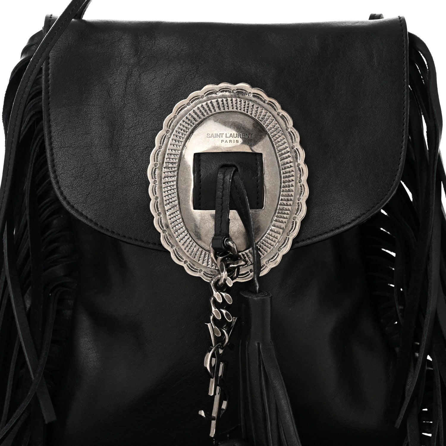 Saint Laurent Lambskin Anita Tassed Crossbody Bag Black 8 of 10