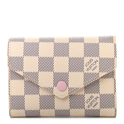 Louis Vuitton Damier Azur Victorine Wallet Rose Ballerine 1 of 7