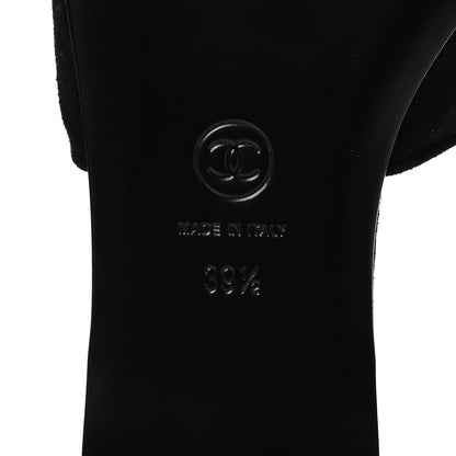 Chanel Suede Kidskin Velcro Crystal CC Mules 38.5 Black 39.5 Black 8 of 11