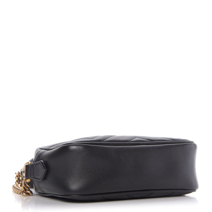 Gucci Calfskin Matelasse Mini GG Marmont Chain Shoulder Bag Black 4 of 9