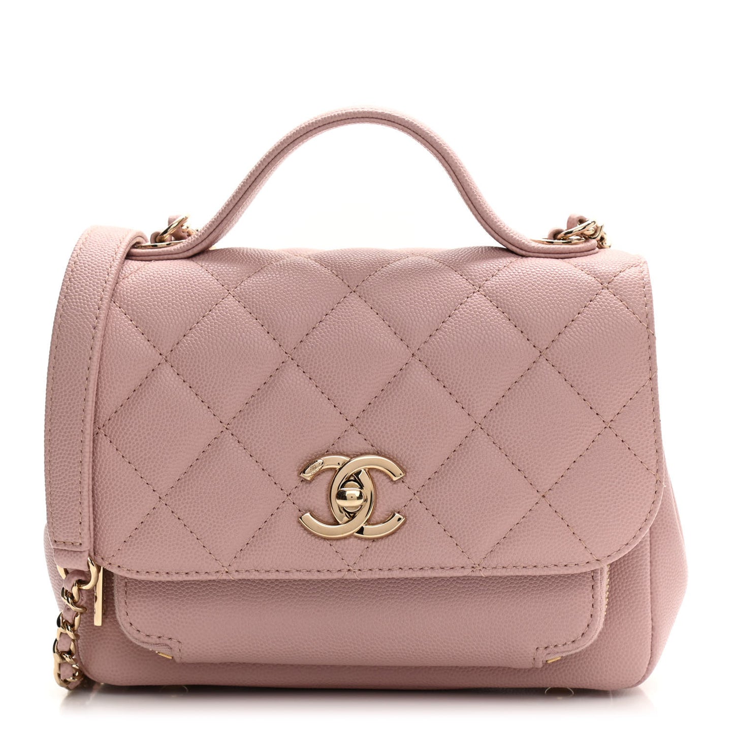 Caviar Quilted Small Business Affinity Flap Light Pink