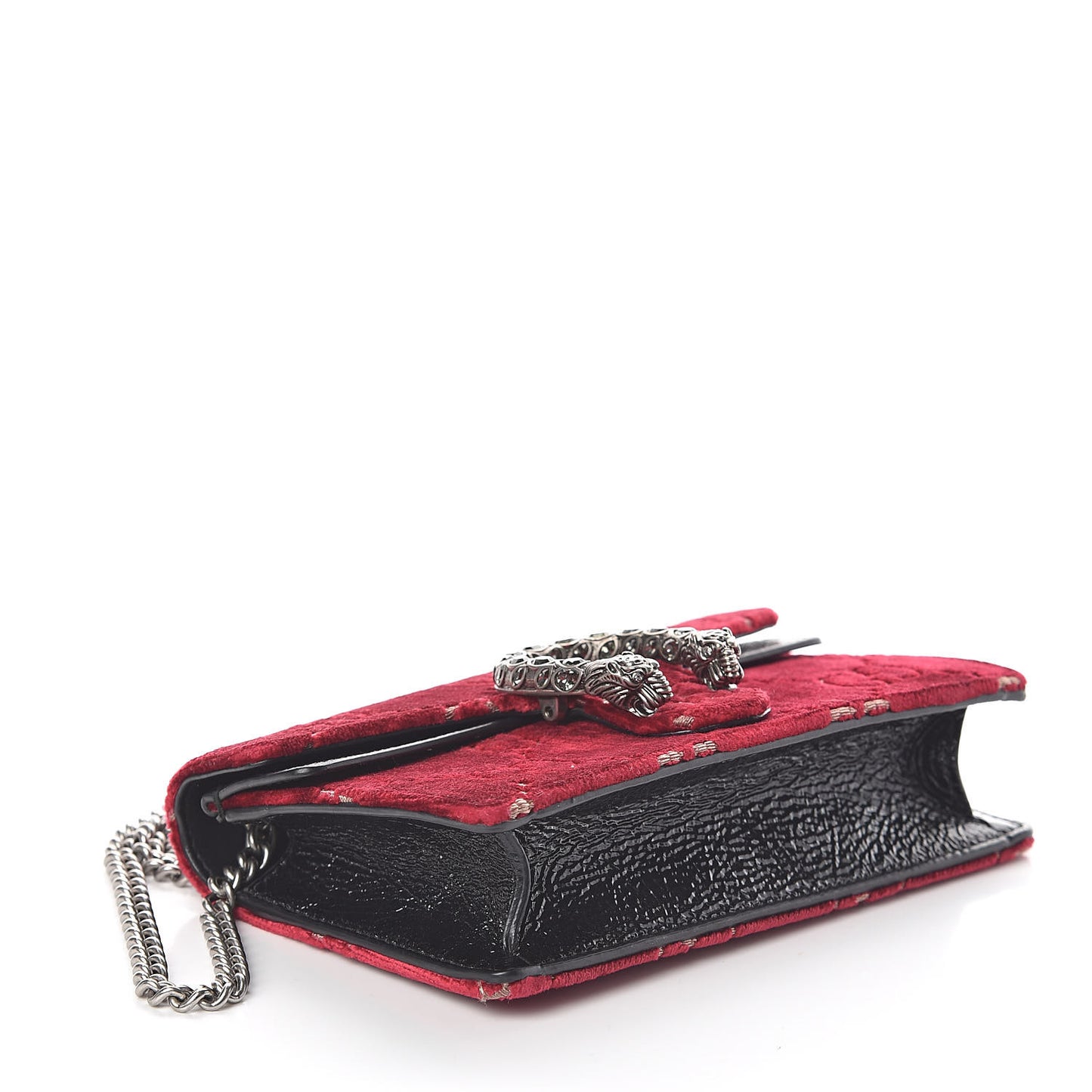 Velvet GG Monogram Super Mini Dionysus Shoulder Bag Red Cipria Black