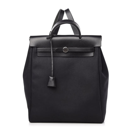 Hermes Toile Vache Calfskin Herbag 30 PM Backpack Black 3 of 10