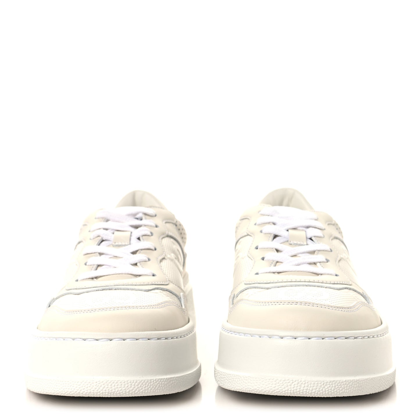 Calfskin GG Tennis Embossed Perforated Womens Platform 55mm Sneakers 39 Great White