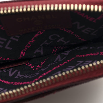 Chanel Caviar Quilted Crystal Zip Card Holder Wallet Burgundy 5 of 8