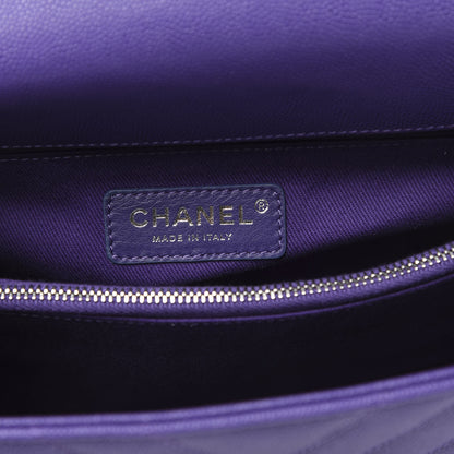 Chanel Caviar Chevron Quilted Small Coco Handle Flap Purple 7 of 12