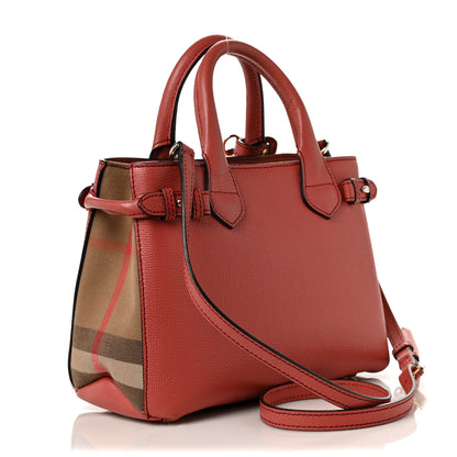 Burberry Derby Calfskin House Check Small Banner Tote Cinnamon Red 3 of 12