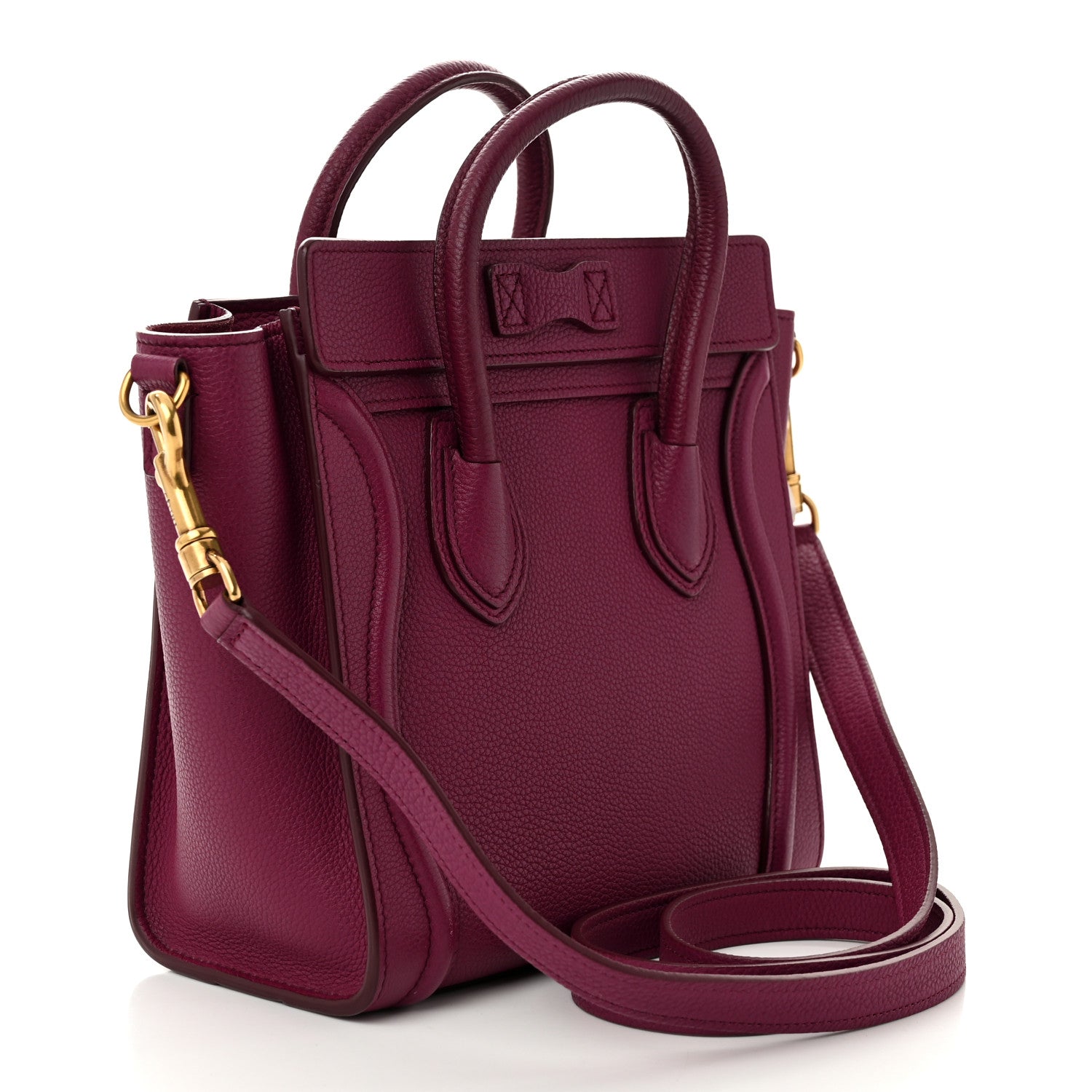 Celine Drummed Calfskin Nano Luggage Plum 2 of 12
