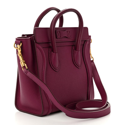 Celine Drummed Calfskin Nano Luggage Plum 2 of 12